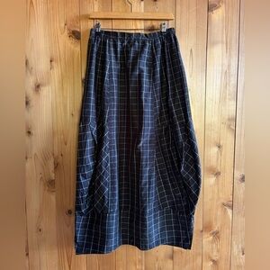 Hanna For La Journee Windowpane Check Midi Skirt